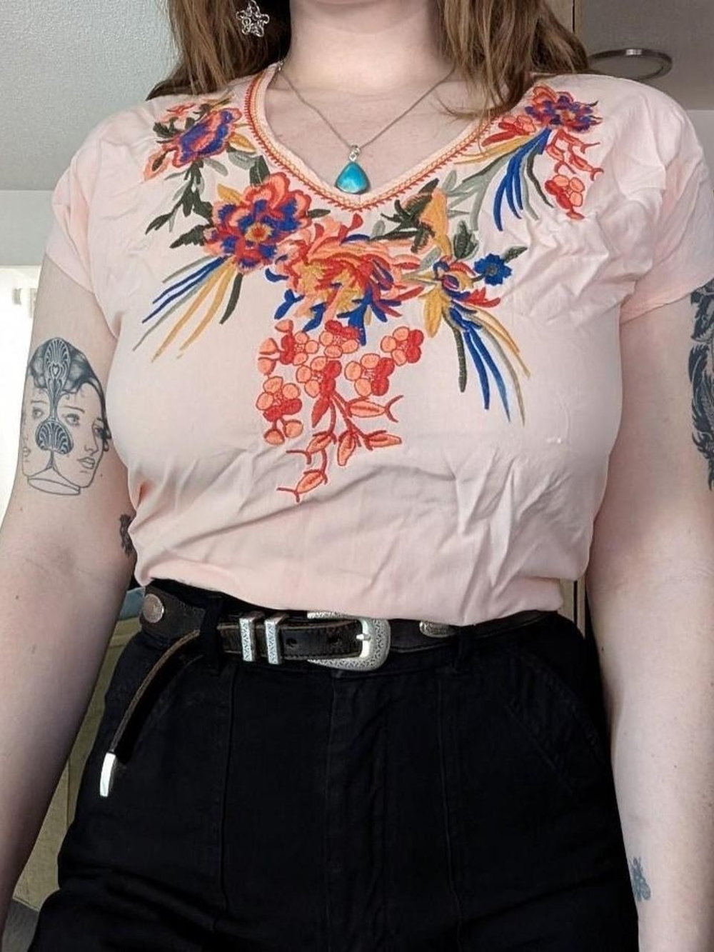 Light Pink Embroidered Top - Picture 2 of 7